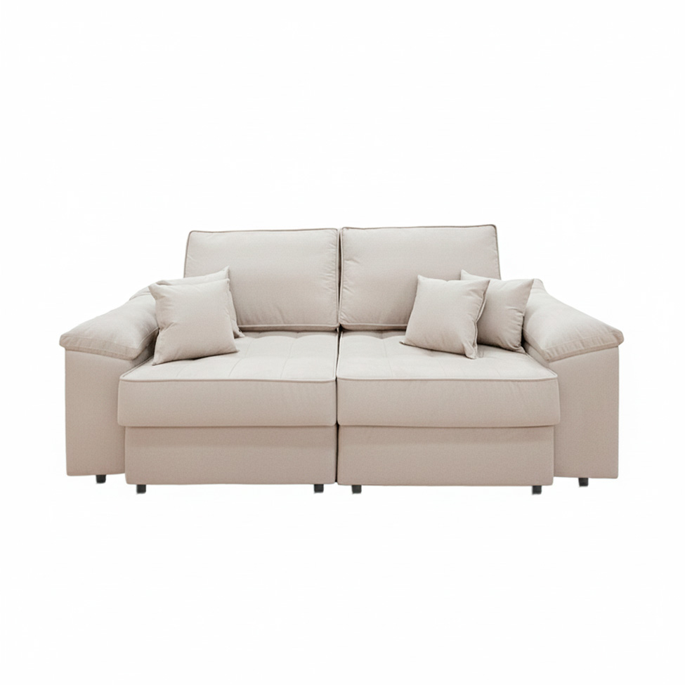 Sofá 3 Lugares Retrátil Lou Linho Cru