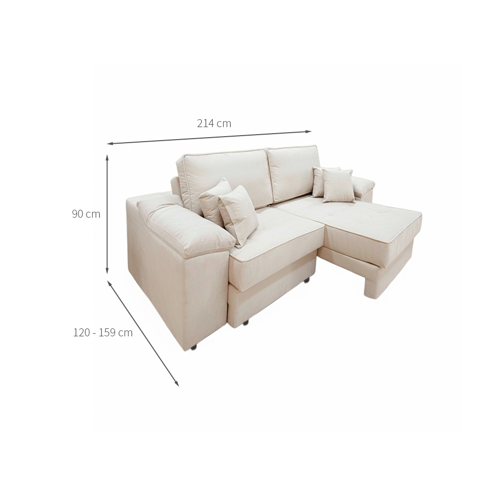 Sofá 3 Lugares Retrátil Lou Linho Cru