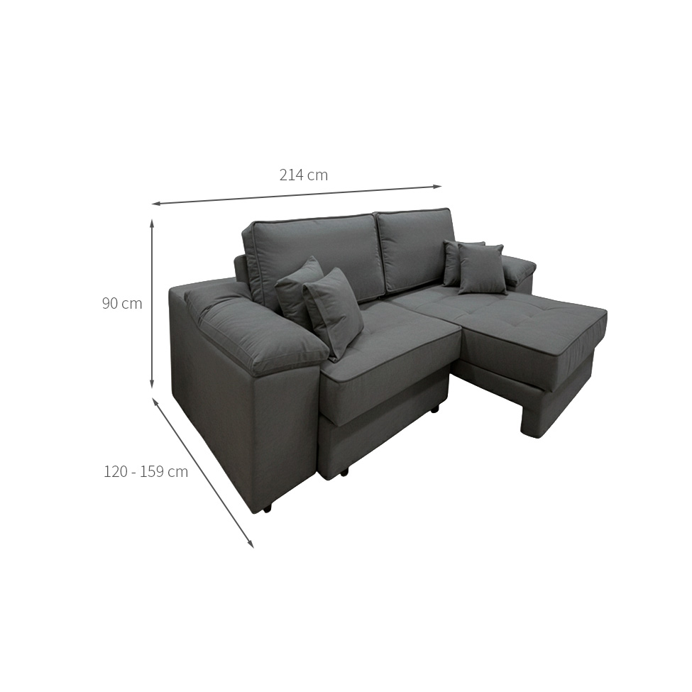 Sofá 3 Lugares Retrátil Lou Linho Grafite