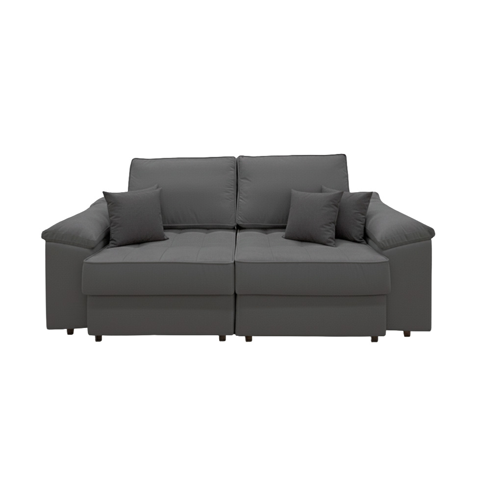 Sofá 3 Lugares Retrátil Lou Linho Grafite