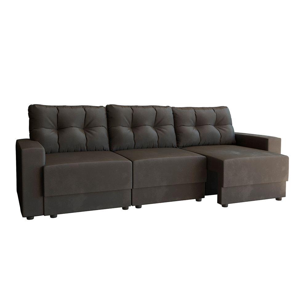 Sofá 3 Lugares Retrátil Lubeck II Suede Grafite 210 cm