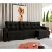 Sofá 3 Lugares Retrátil Lubeck II Suede Preto 210 cm