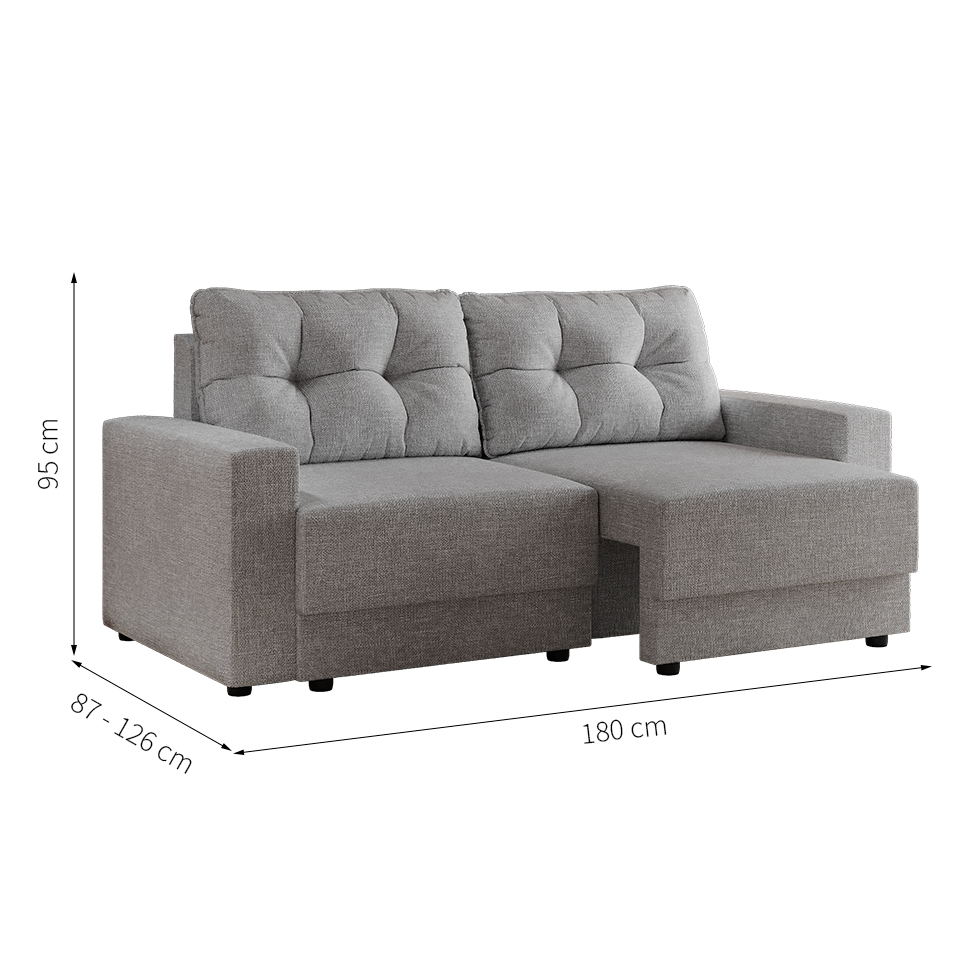 Sofá 3 Lugares Retrátil Lubeck Linho Cinza