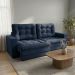 Sofá 3 Lugares Retrátil Lubeck Plush Suede Azul Marinho 180 cm