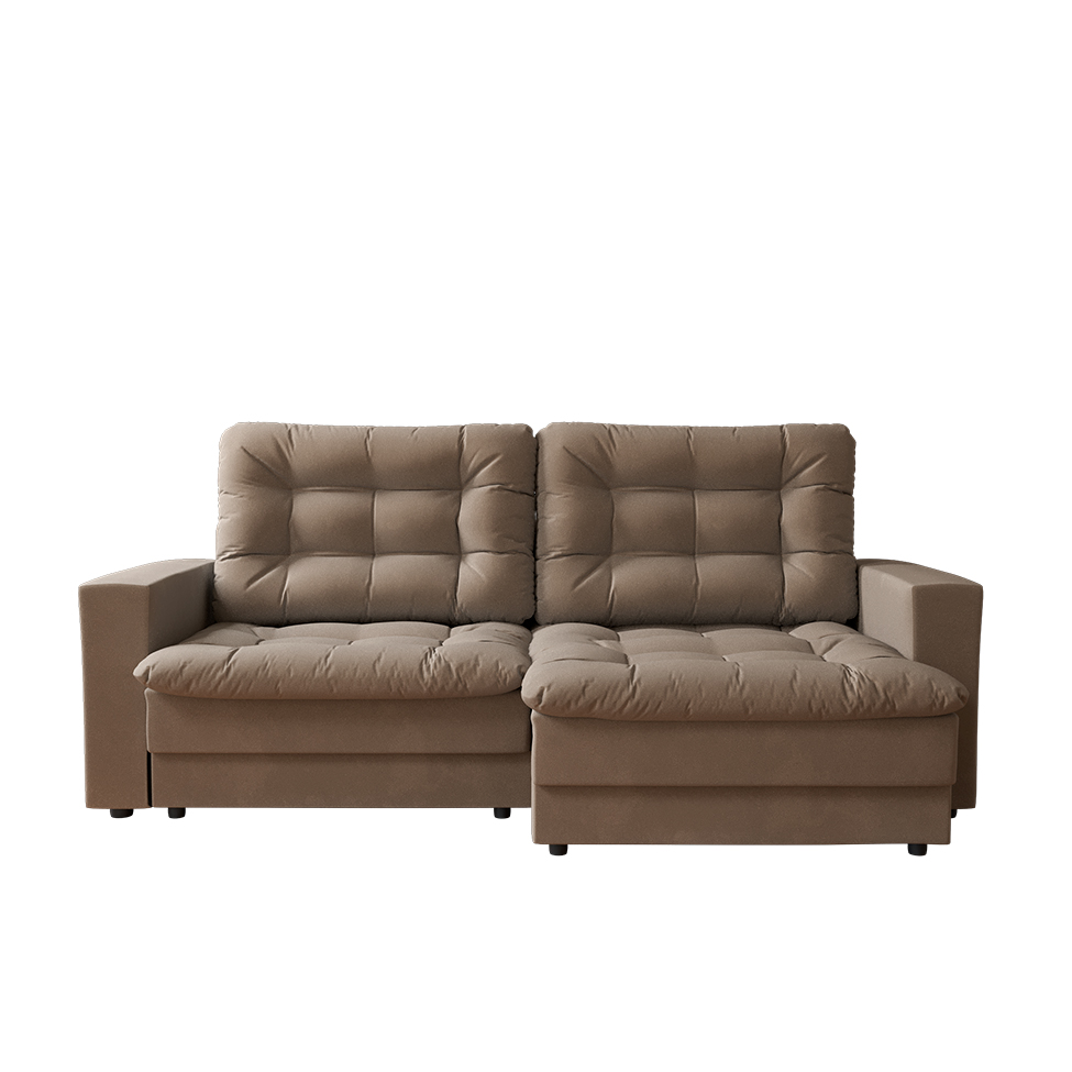 Sofá 3 Lugares Retrátil Lubeck Plush Suede Bege