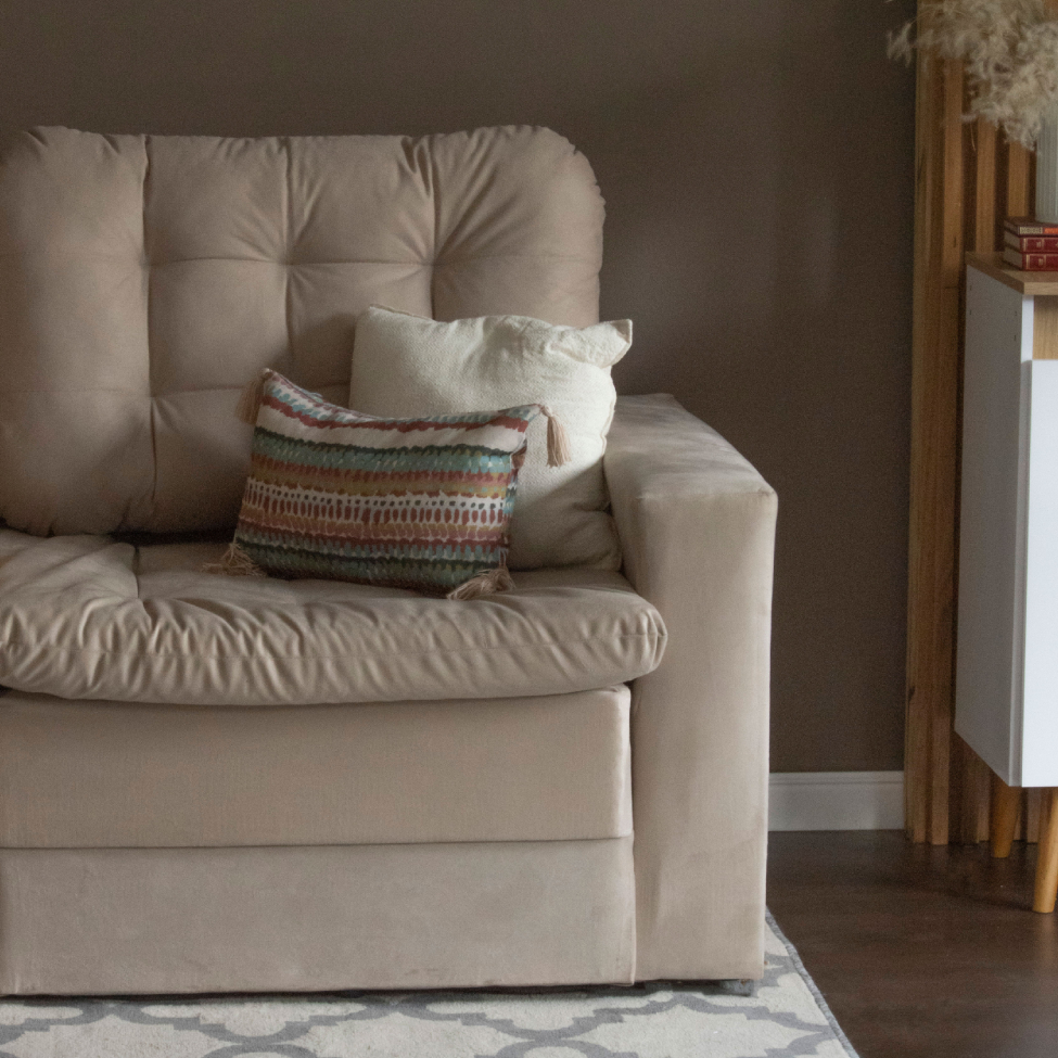 Sofá 3 Lugares Retrátil Lubeck Plush Suede Bege