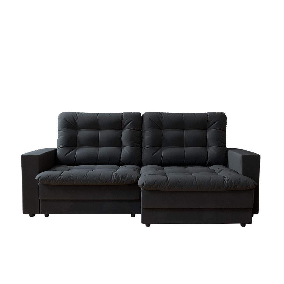 Sofá 3 Lugares Retrátil Lubeck Plush Suede Grafite