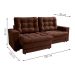 Sofá 3 Lugares Retrátil Lubeck Plush Suede Marrom