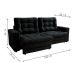 Sofá 3 Lugares Retrátil Lubeck Plush Suede Preto