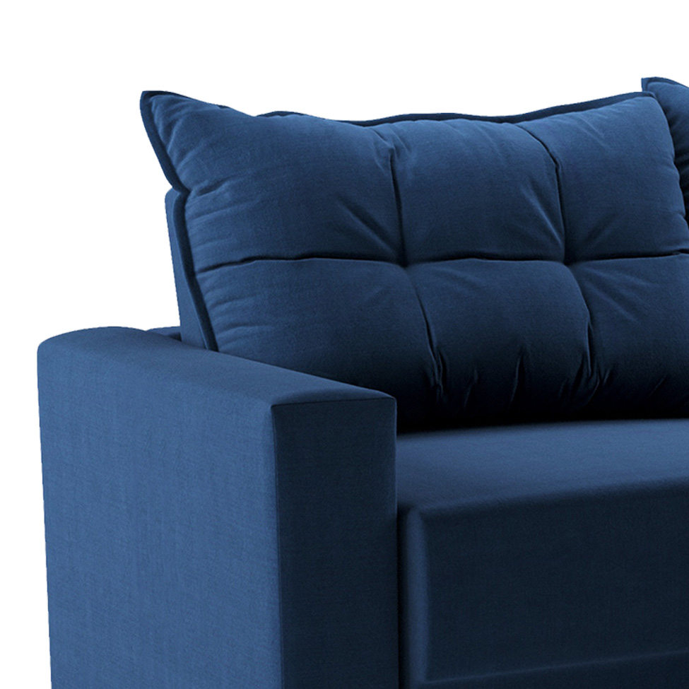 Sofá 3 Lugares Retrátil Lubeck Suede Azul Marinho 180 cm