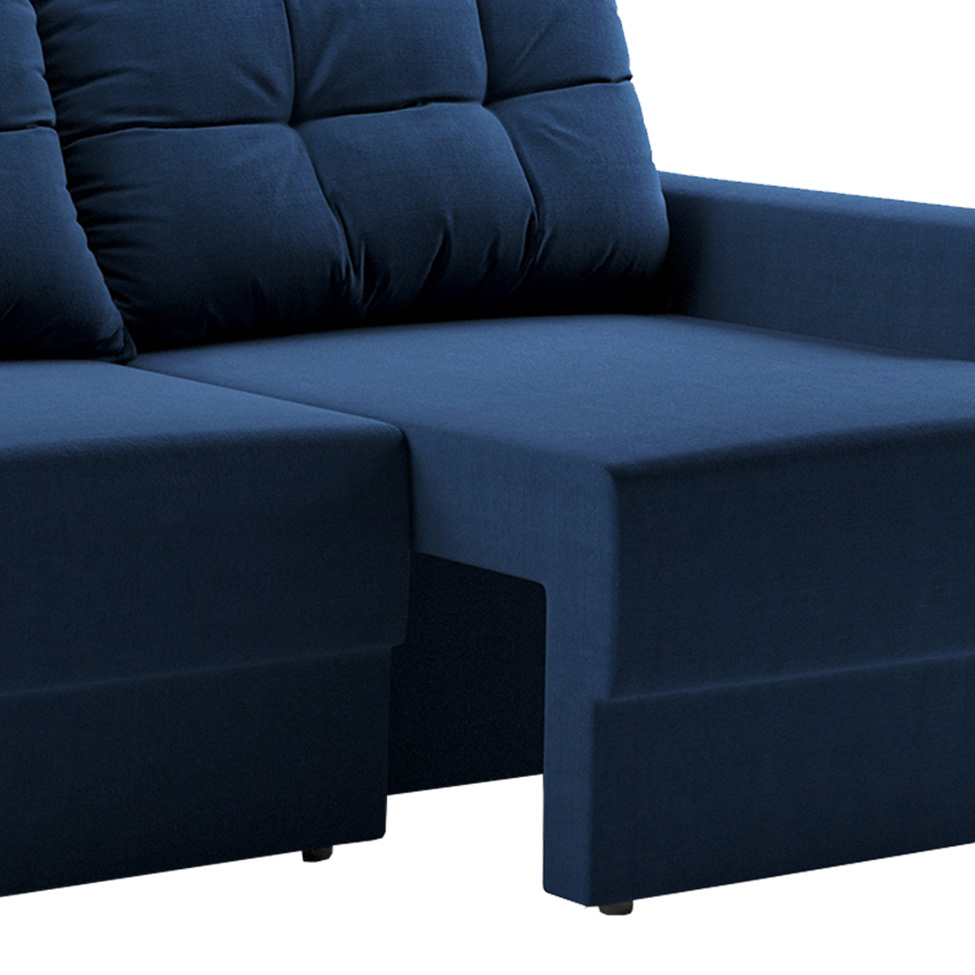 Sofá 3 Lugares Retrátil Lubeck Suede Azul Marinho 180 cm
