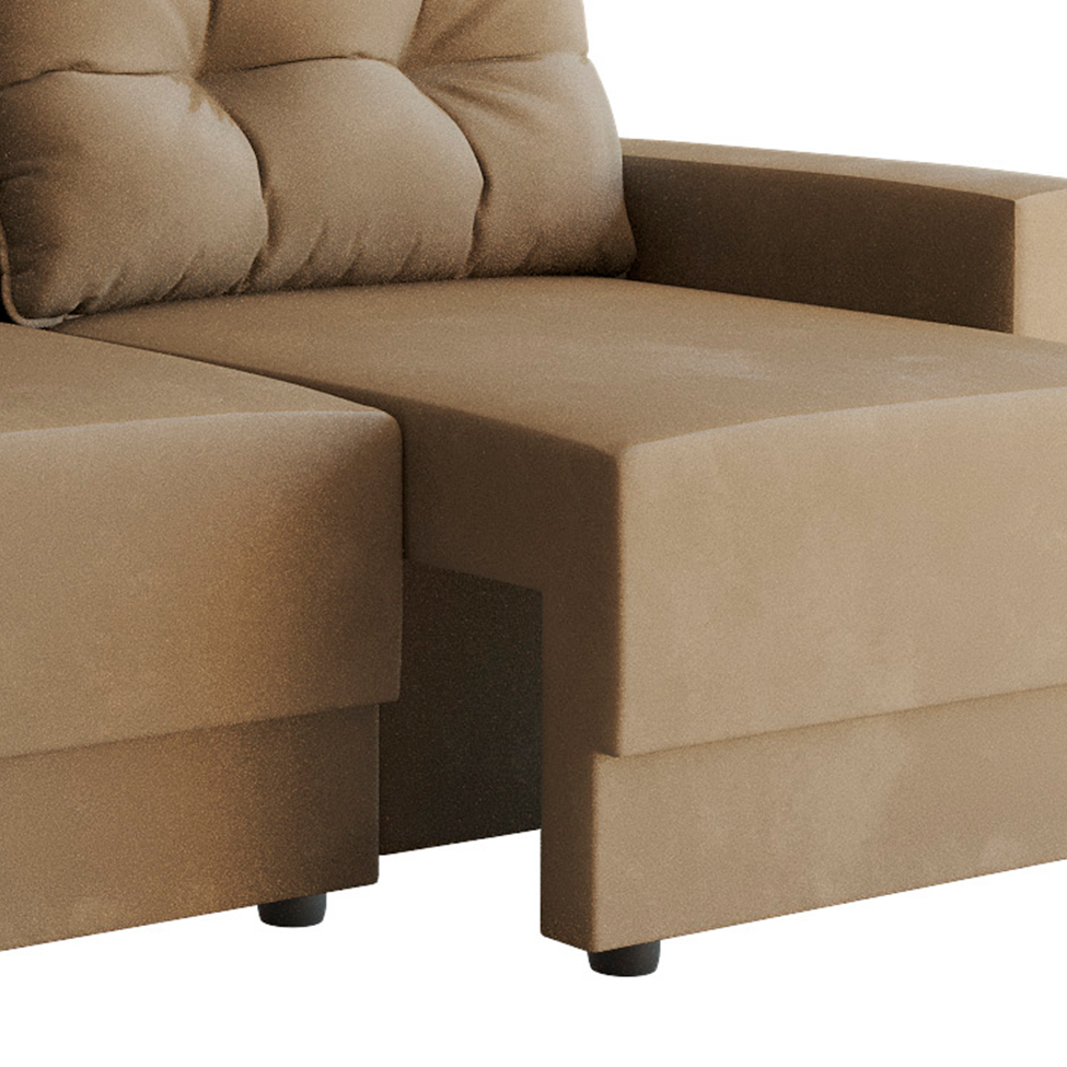 Sofá 3 Lugares Retrátil Lubeck Suede Bege 180 cm