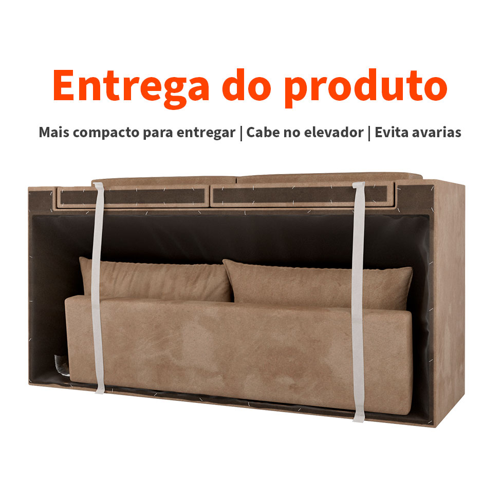 Sofá 3 Lugares Retrátil Lubeck Suede Bege 180 cm