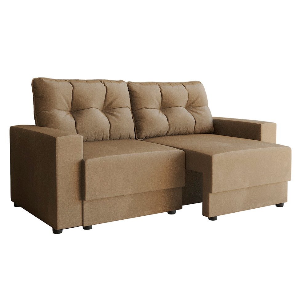 Sofá 3 Lugares Retrátil Lubeck Suede Bege 180 cm