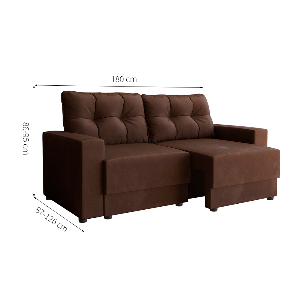 Sofá 3 Lugares Retrátil Lubeck Suede Marrom 180 cm