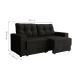 Sofá 3 Lugares Retrátil Lubeck Suede Preto 180 cm