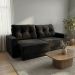 Sofá 3 Lugares Retrátil Lubeck Suede Preto 180 cm