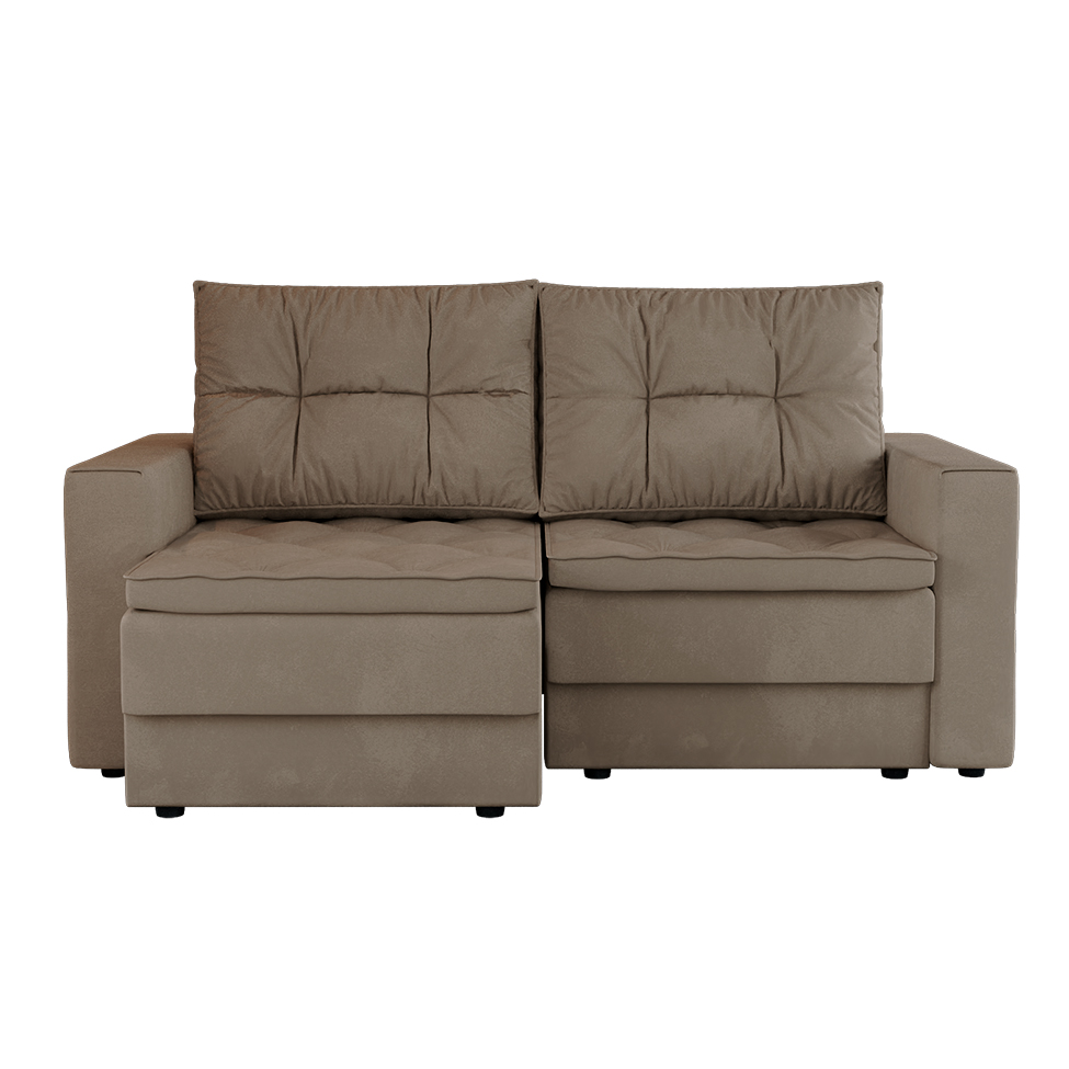 Sofá 3 Lugares Retrátil Lucerna Suede Bege 180 cm
