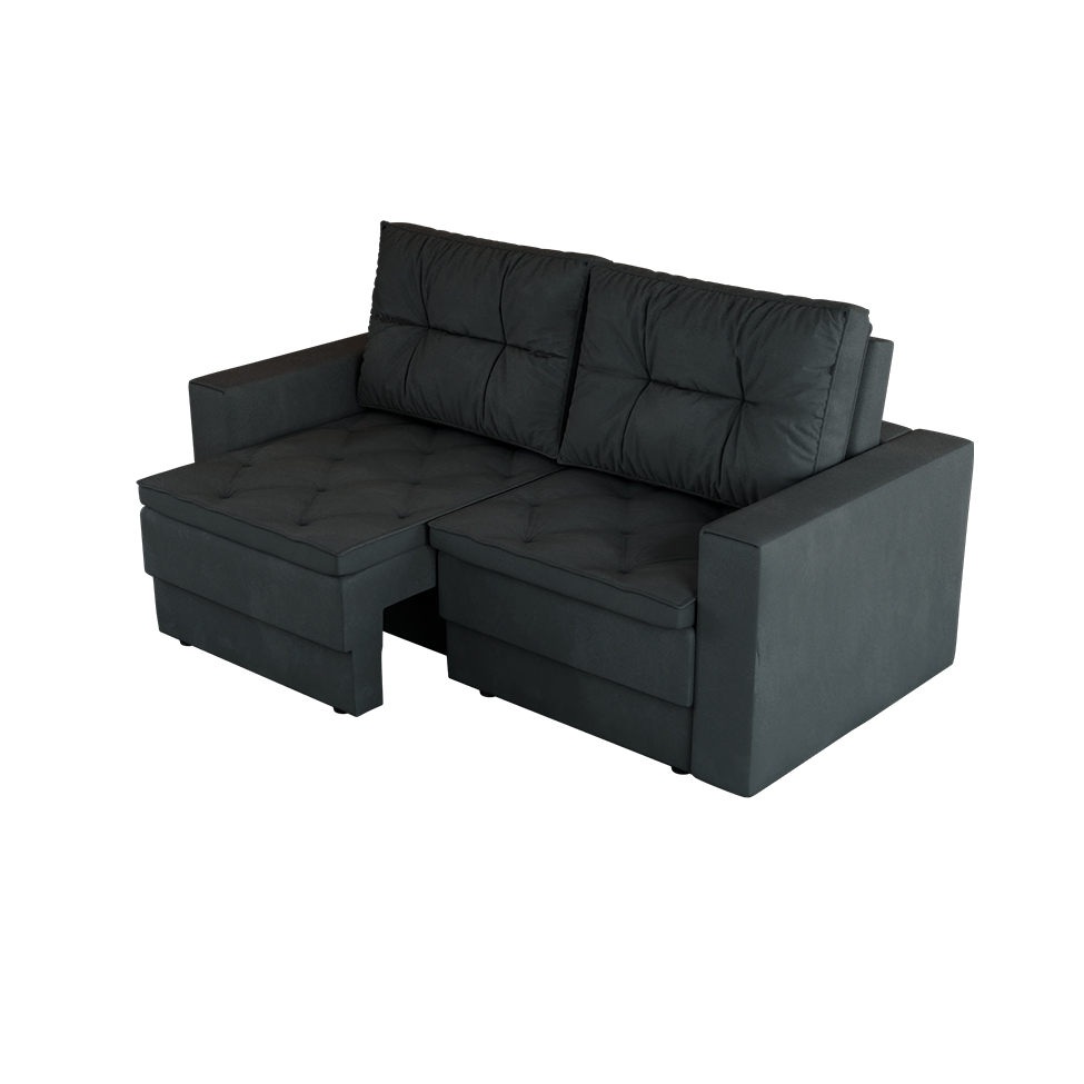 Sofá 3 Lugares Retrátil Lucerna Suede Grafite 180 cm