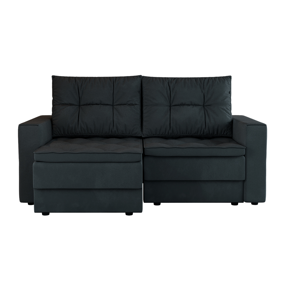Sofá 3 Lugares Retrátil Lucerna Suede Grafite 180 cm