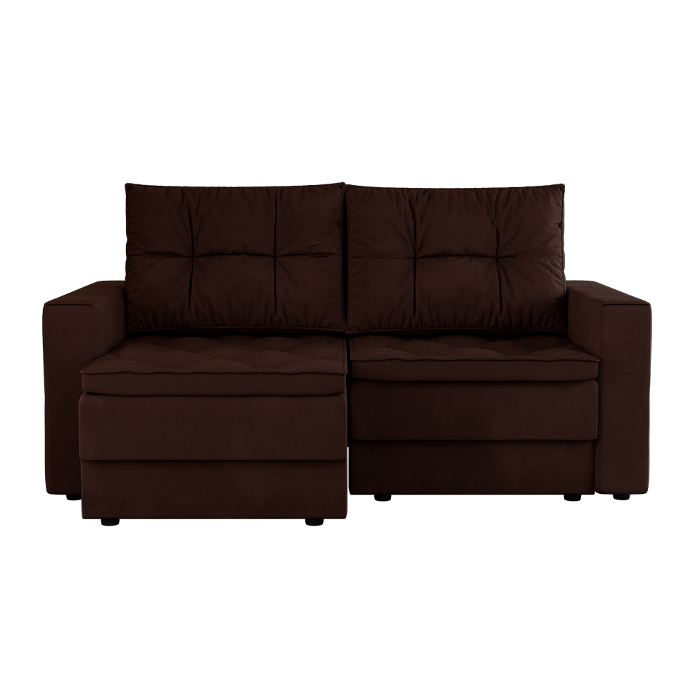 Sofá 3 Lugares Retrátil Lucerna Suede Marrom 180 cm