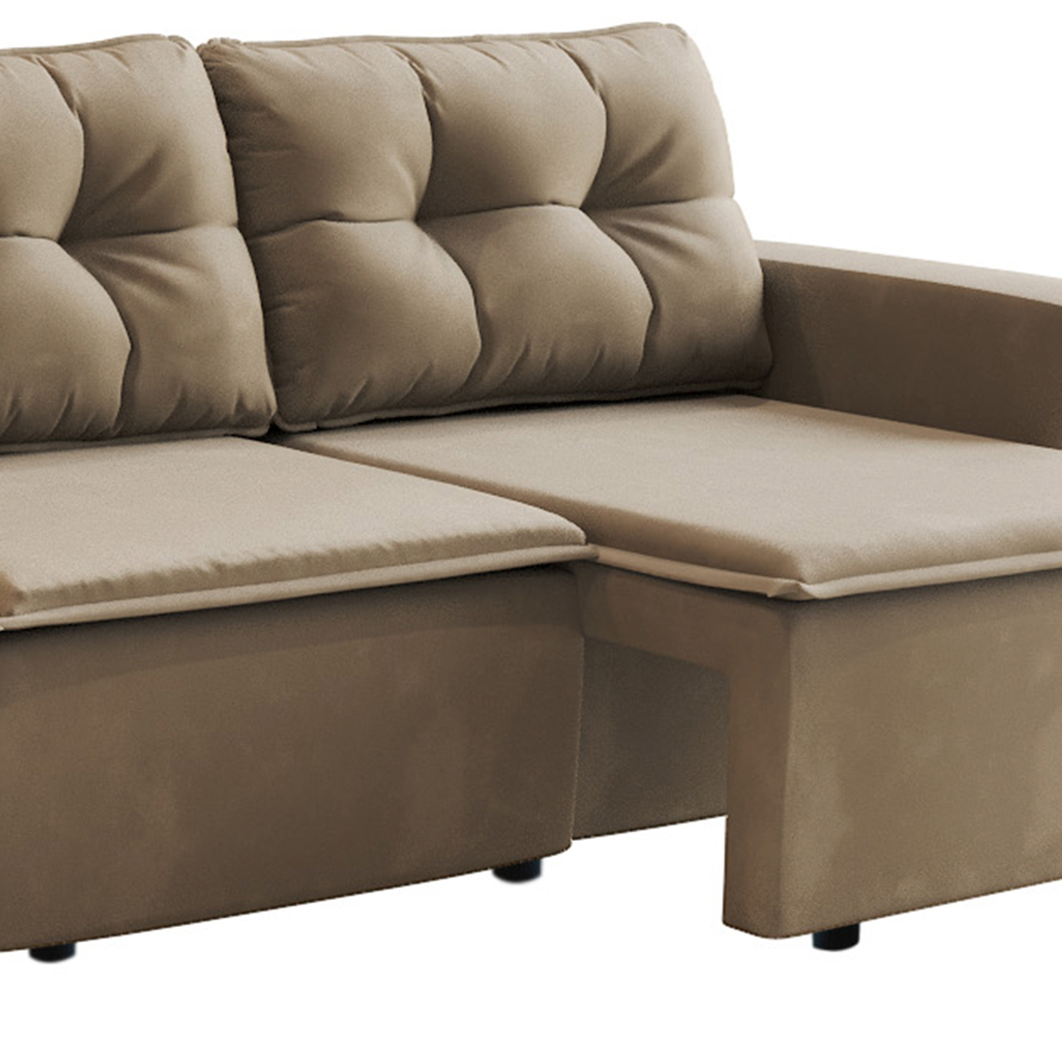 Sofá 3 Lugares Retrátil Nairóbi Suede Bege 210 cm
