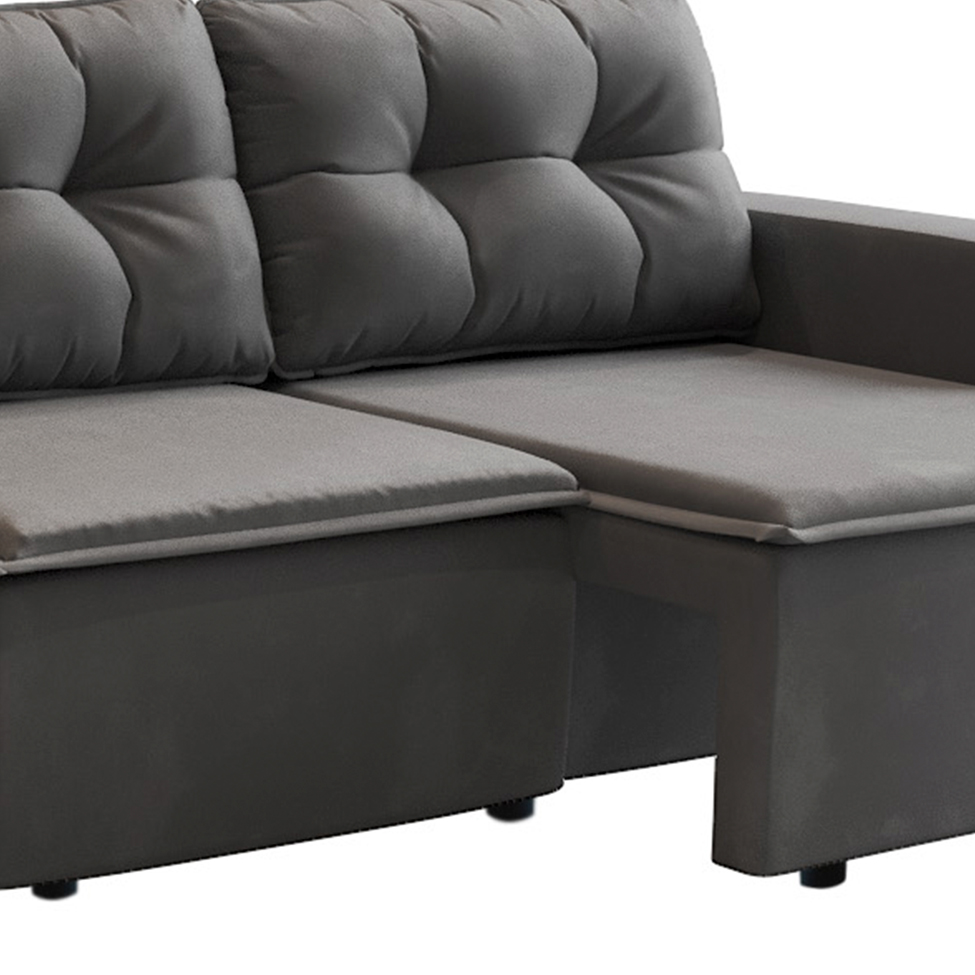 Sofá 3 Lugares Retrátil Nairóbi Suede Grafite 210 cm
