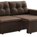 Sofá 3 Lugares Retrátil Nairóbi Suede Marrom 210 cm