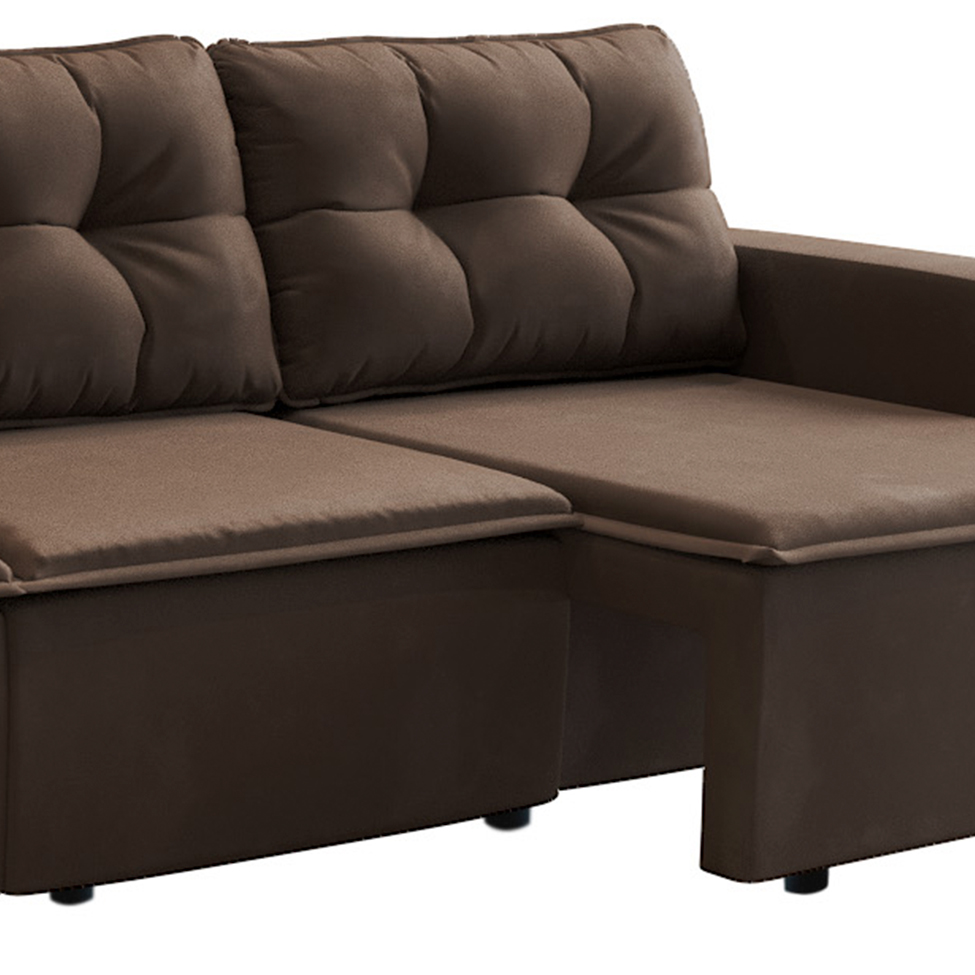 Sofá 3 Lugares Retrátil Nairóbi Suede Marrom 210 cm