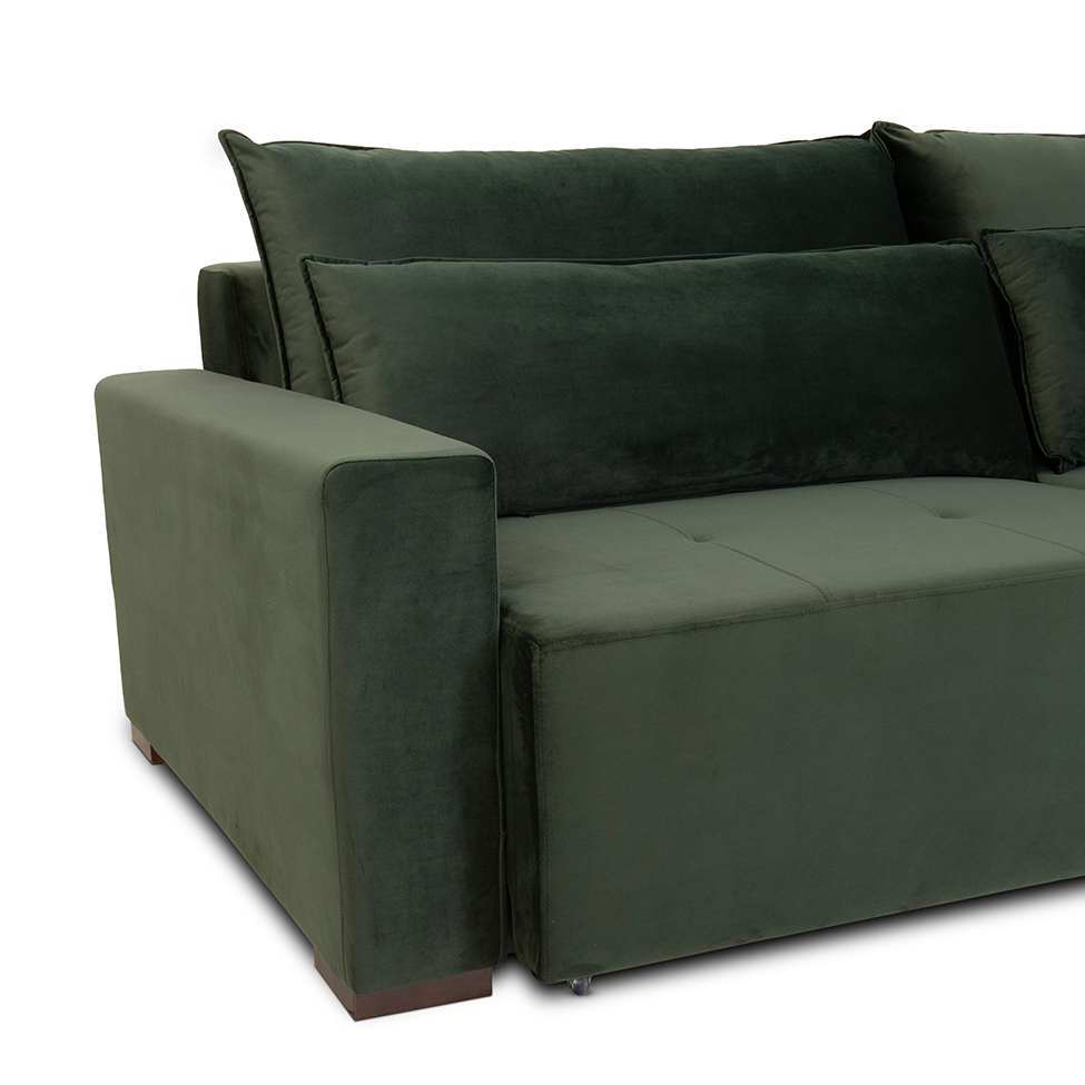 Sofá 3 Lugares Retrátil Pavia Veludo Esmeralda 205 cm