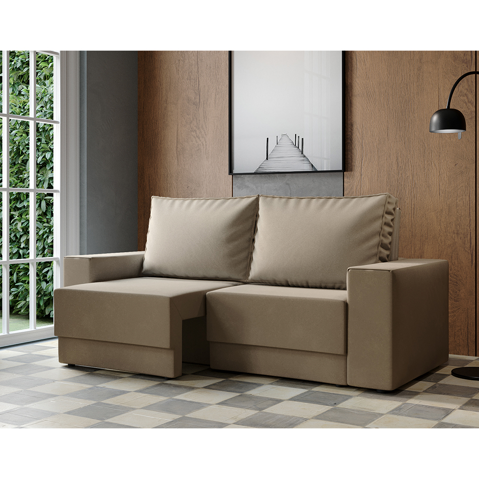 Sofá 3 Lugares Retrátil Sarov Suede Bege