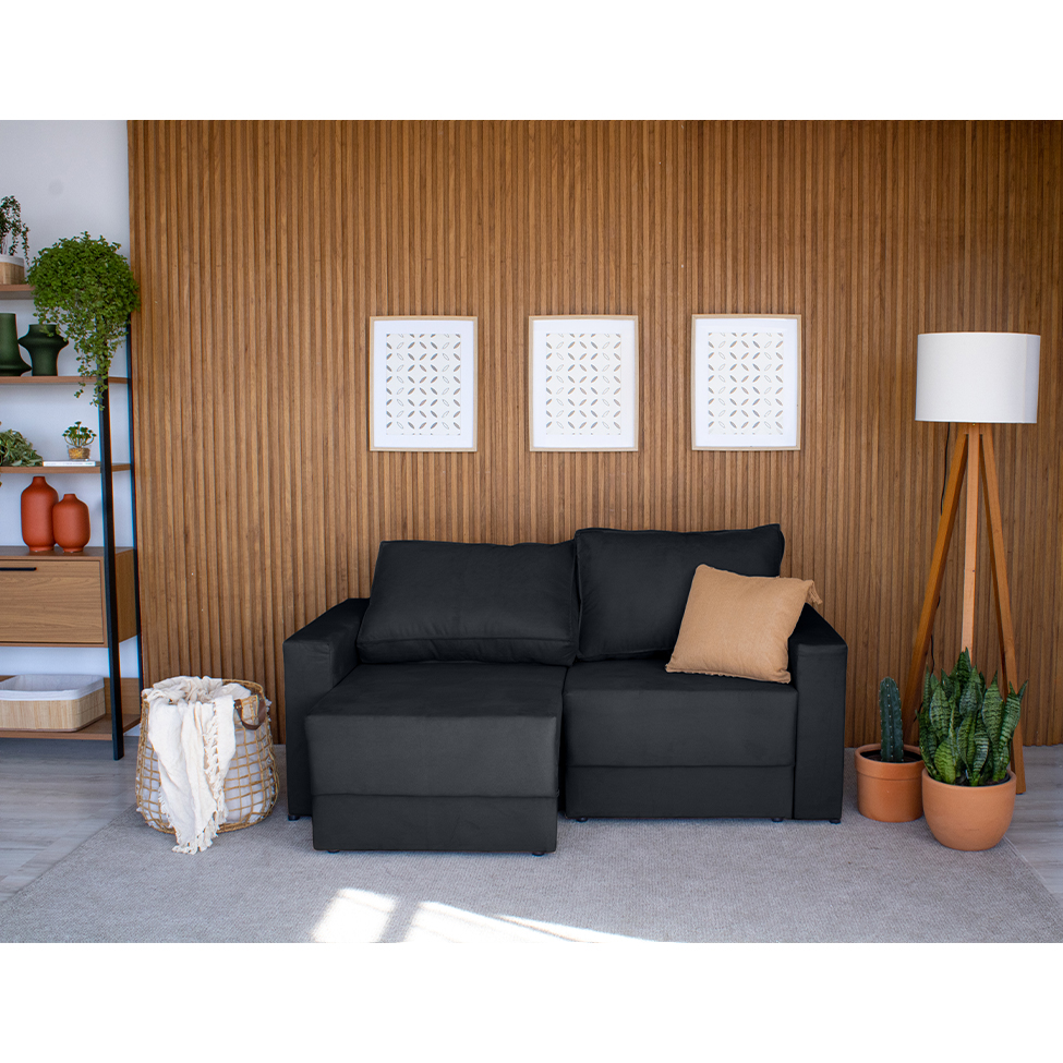 Sofá 3 Lugares Retrátil Sarov Suede Grafite