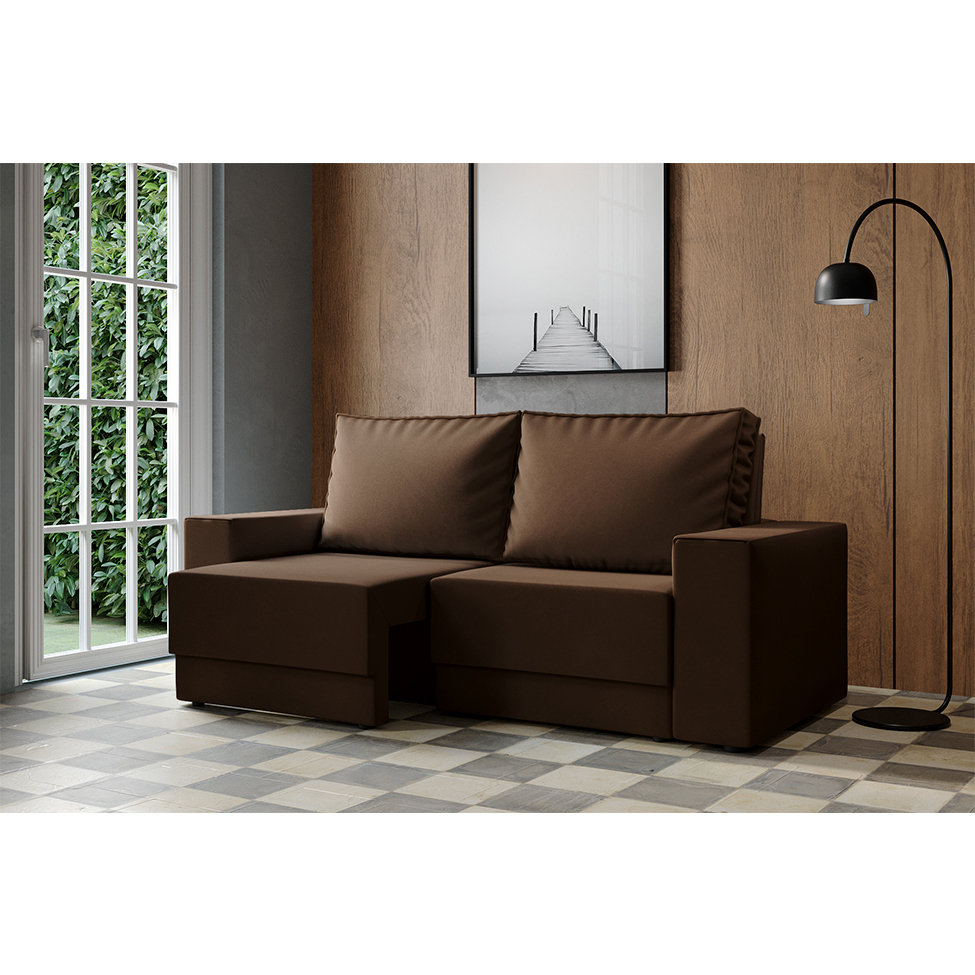 Sofá 3 Lugares Retrátil Sarov Suede Marrom