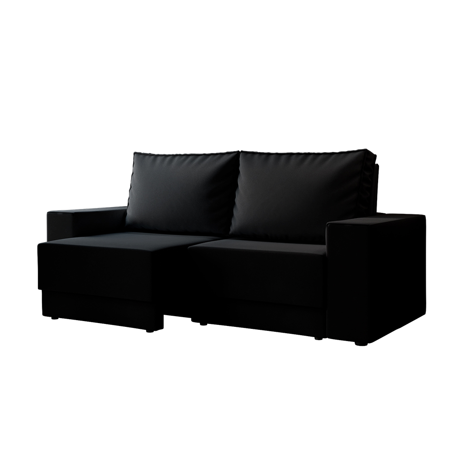 Sofá 3 Lugares Retrátil Sarov Suede Preto