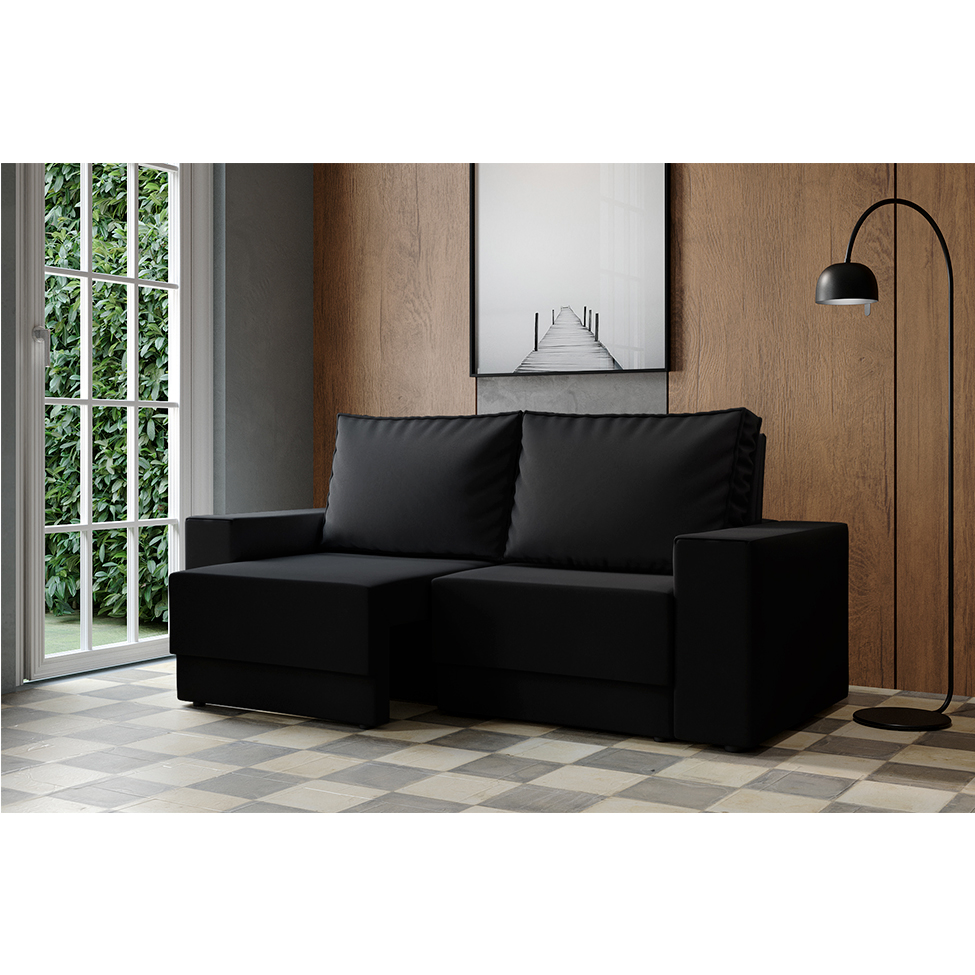 Sofá 3 Lugares Retrátil Sarov Suede Preto