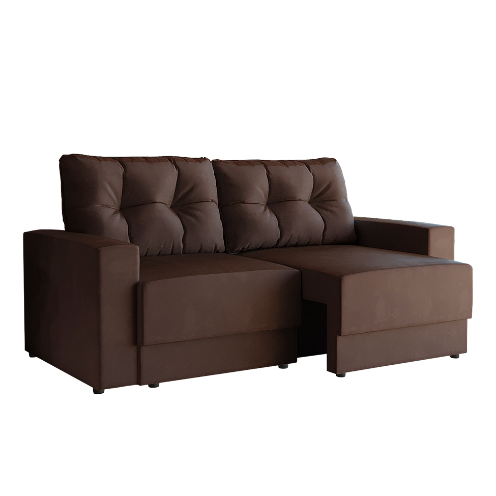 Sofá 3 Lugares Retrátil Shelby Suede Marrom