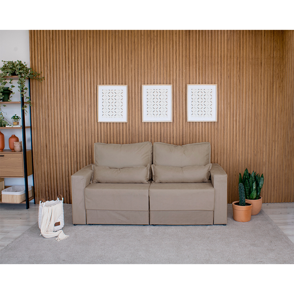 Sofá 3 Lugares Retrátil Sochi Suede Bege