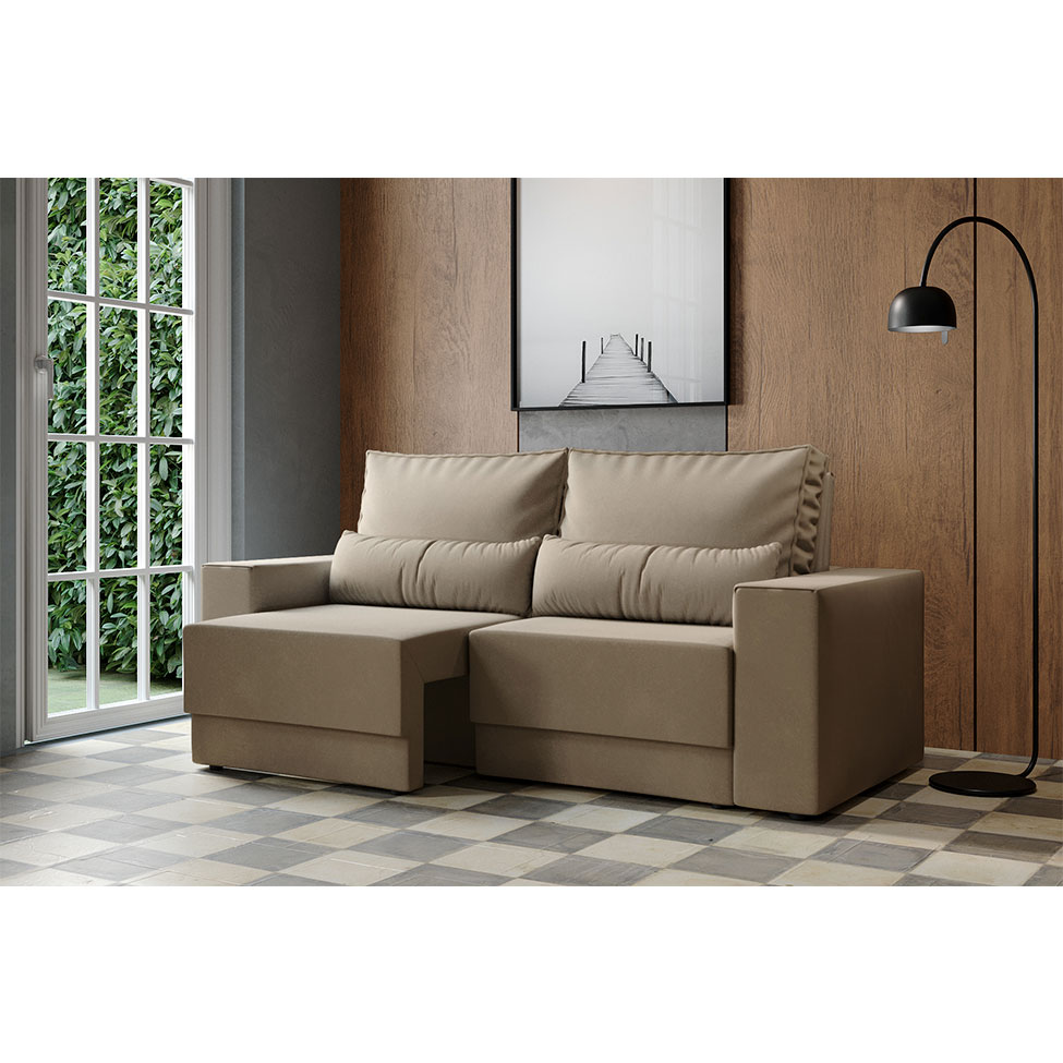 Sofá 3 Lugares Retrátil Sochi Suede Bege
