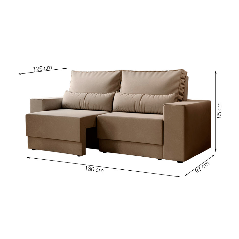 Sofá 3 Lugares Retrátil Sochi Suede Bege