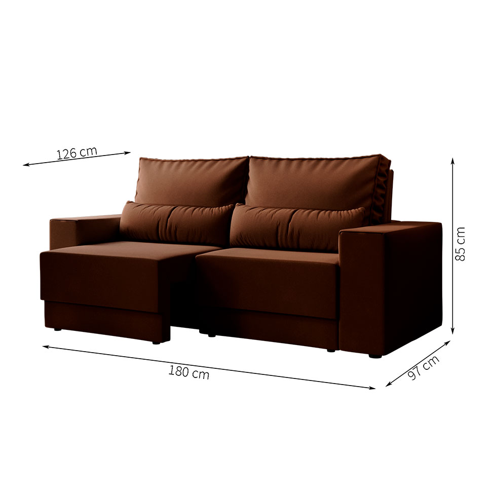 Sofá 3 Lugares Retrátil Sochi Suede Marrom
