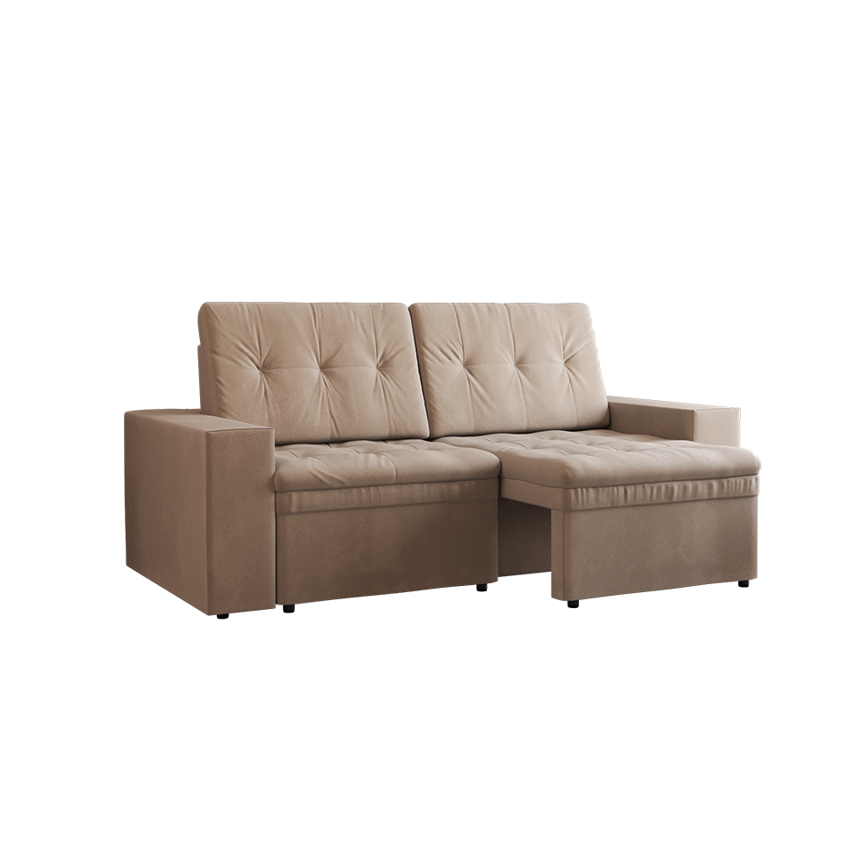 Sofá 3 Lugares Retrátil Zoy Plush Suede Bege