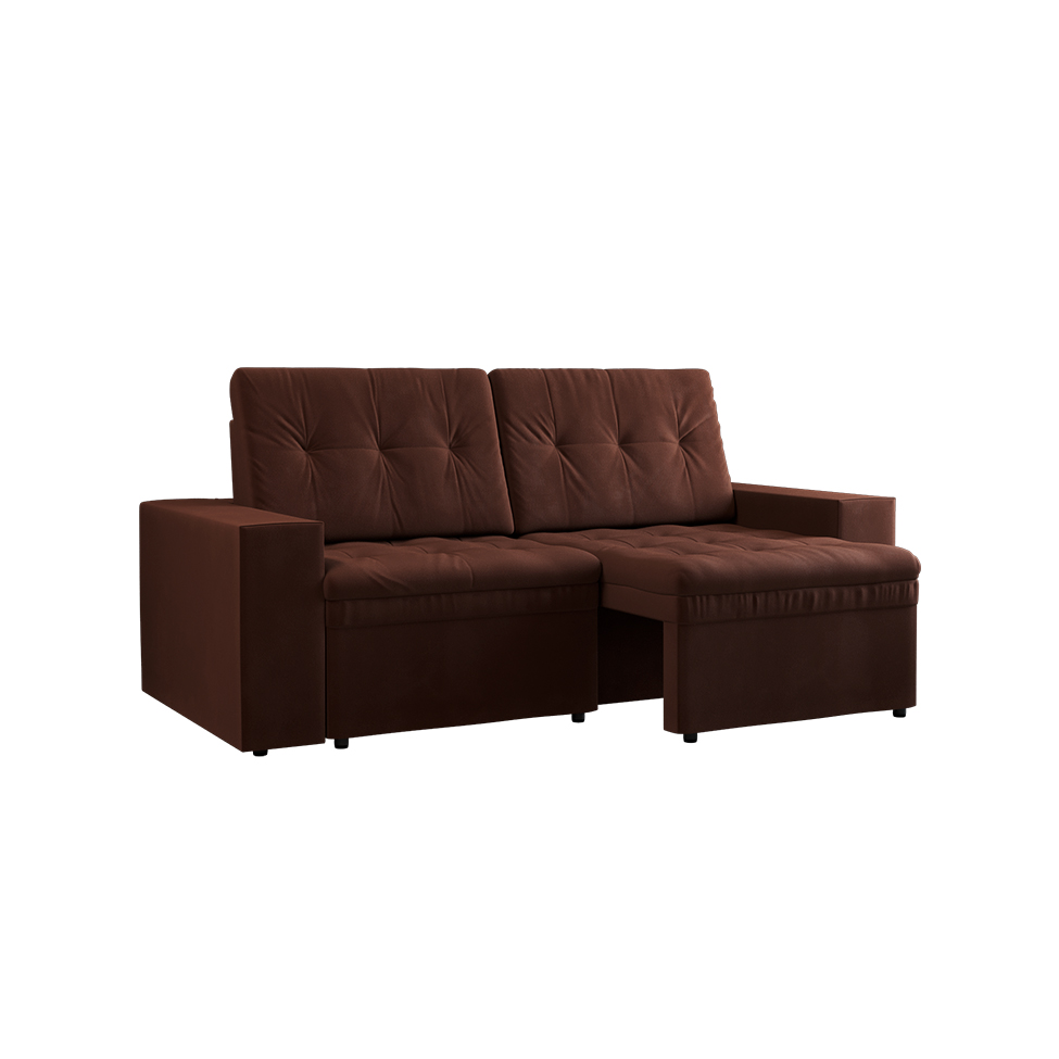 Sofá 3 Lugares Retrátil Zoy Plush Suede Marrom