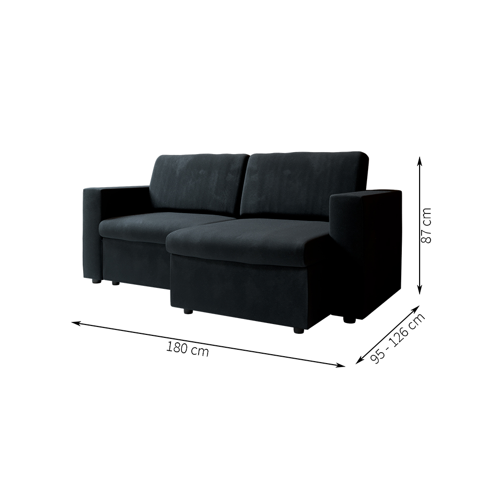 Sofá 3 Lugares Retrátil Zoy Suede Preto