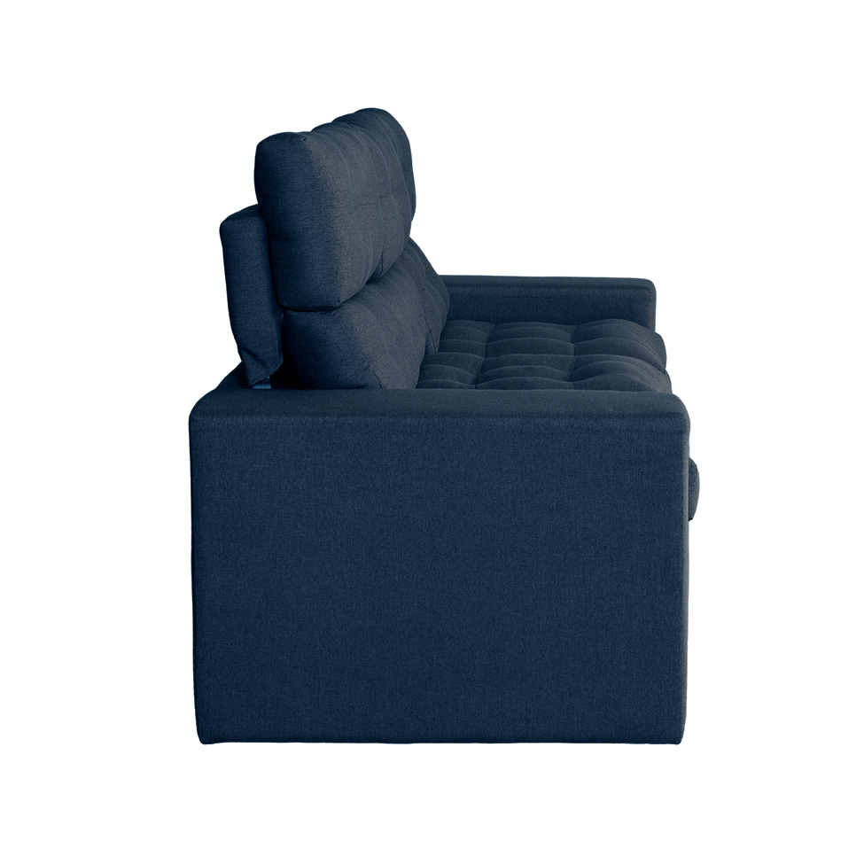 Sofá 3 Lugares Retrátil e Reclinável Baden Linho Azul Marinho 230 cm