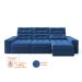 Sofá 3 Lugares Retrátil e Reclinável Baden Linho Azul Marinho 230 cm