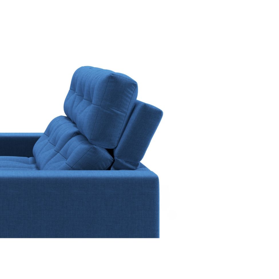 Sofá 3 Lugares Retrátil e Reclinável Baden Linho Azul Marinho 230 cm