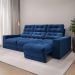 Sofá 3 Lugares Retrátil e Reclinável Baden Linho Azul Marinho 230 cm