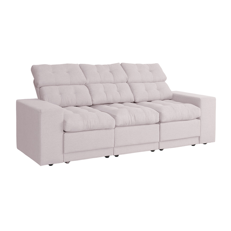 Sofá 3 Lugares Retrátil e Reclinável Baden Linho Cru 230 cm
