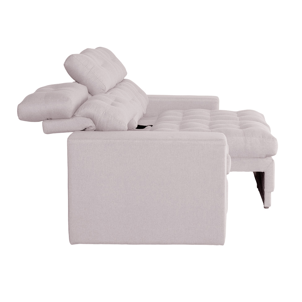 Sofá 3 Lugares Retrátil e Reclinável Baden Linho Cru 230 cm
