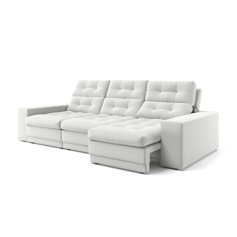 Sofá 3 Lugares Retrátil e Reclinável Baden Linho Cru 230 cm
